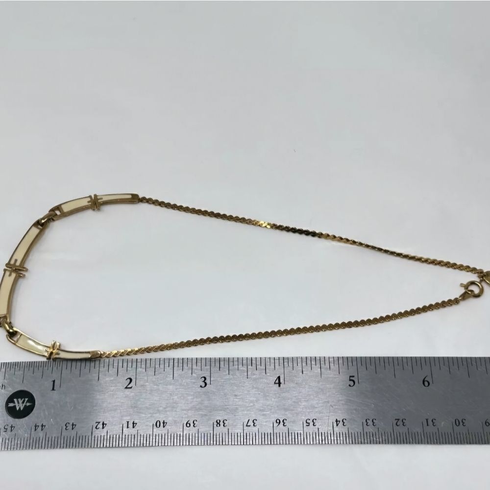 Vintage VENDOME Goldtone Cream Enamel 15.5" Necklace - Picture 7 of 7